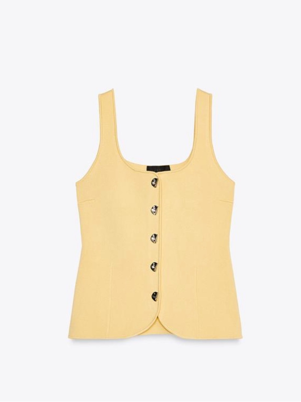 Zara Butter Yellow Plain Knit Corset Top Size Medium